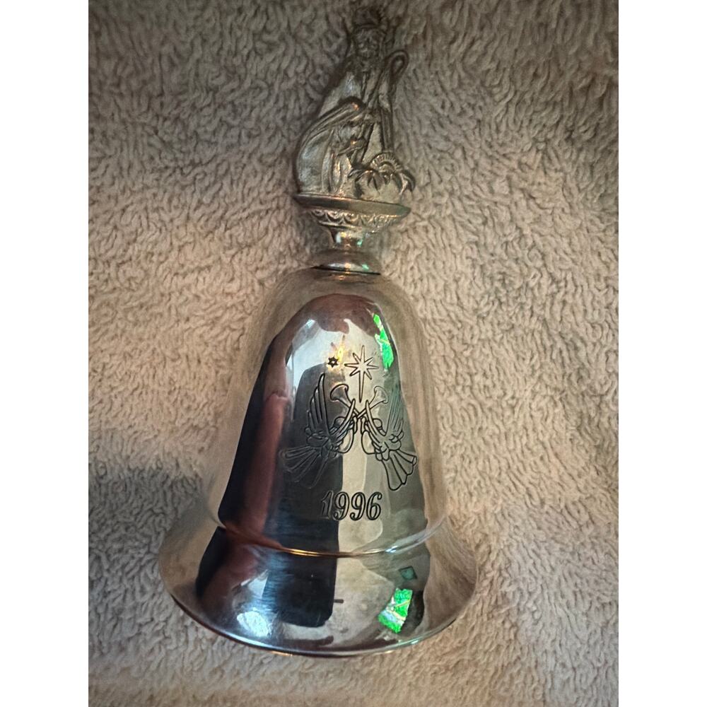 Kirk Stieff 1996 Annual Christmas Bell Ornament Silver Musical Holiday Decor